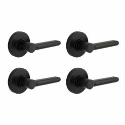 Defiant Tonbridge Matte Black Hall and Closet Door Handle with Round Rose (4-Pack)