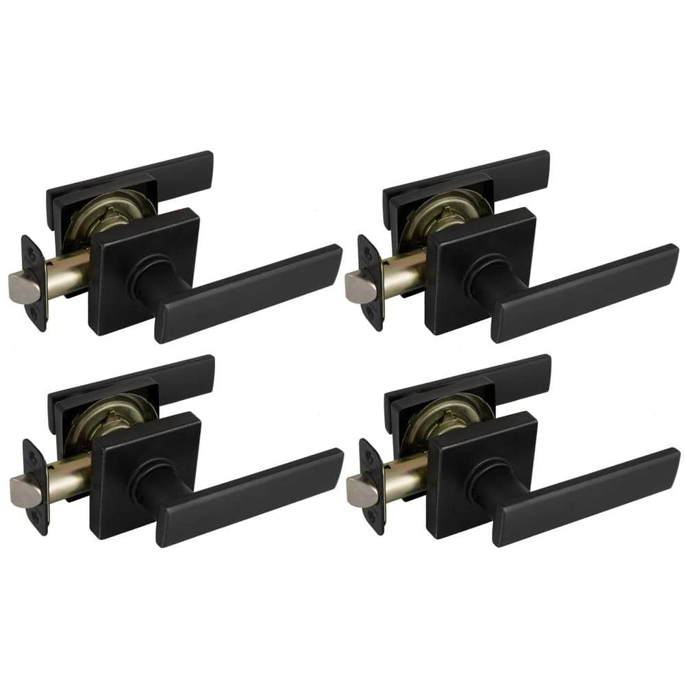 Defiant Westwood Matte Black Hall and Closet Door Handle with Square Rose (4-Pack) 8 Defiant Westwood Matte Black Hall and Closet Door Handle with Square Rose (4-Pack) - Image 6