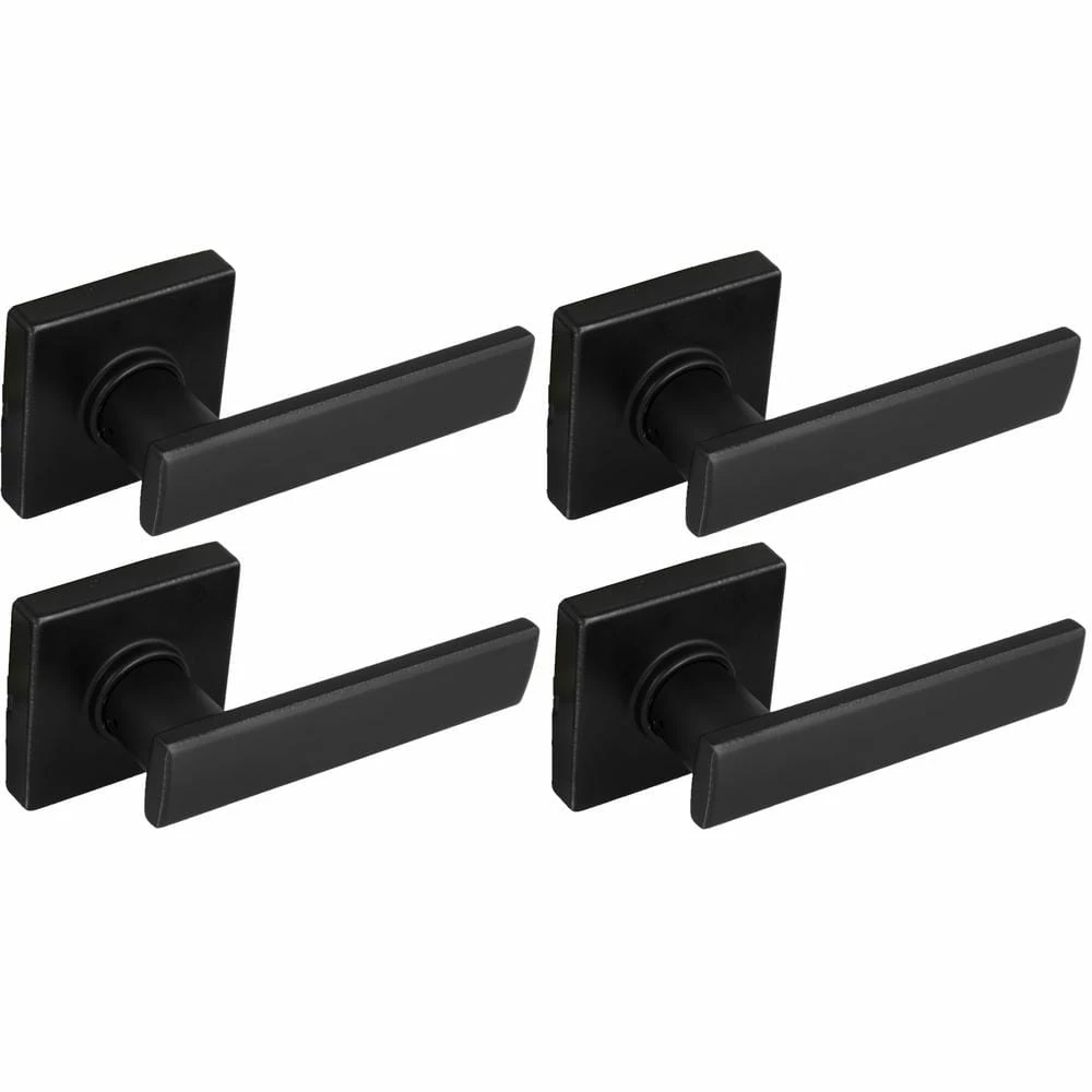 Defiant Westwood Matte Black Hall and Closet Door Handle with Square Rose (4-Pack) 3 Defiant Westwood Matte Black Hall and Closet Door Handle with Square Rose (4-Pack)