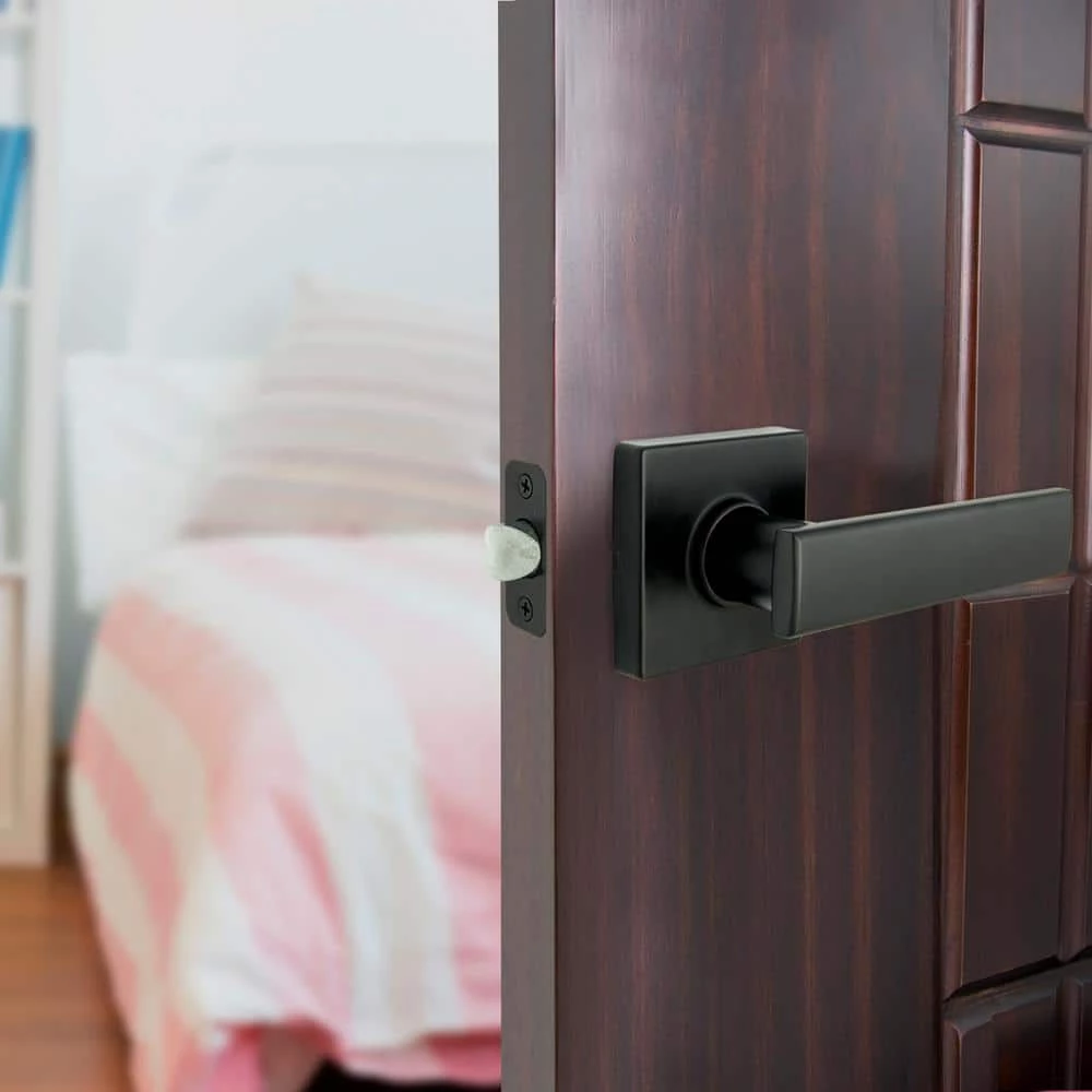 Defiant Westwood Matte Black Hall and Closet Door Handle with Square Rose (4-Pack) 4 Defiant Westwood Matte Black Hall and Closet Door Handle with Square Rose (4-Pack) - Image 2