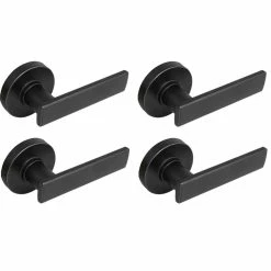 Defiant Westwood Matte Black Hall and Closet Door Handle with Round Rose (4-Pack)