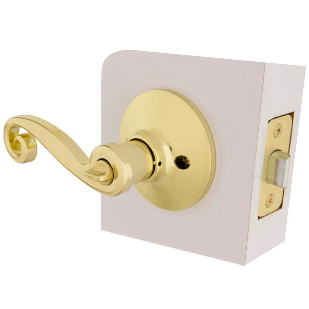Defiant Scroll Polished Brass Bed and Bath Door Handle 8 Defiant Scroll Polished Brass Bed and Bath Door Handle - Image 6