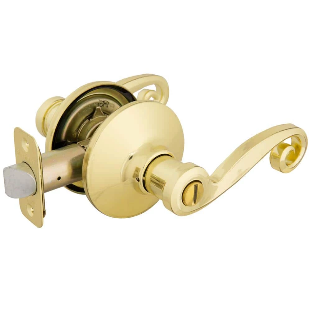 Defiant Scroll Polished Brass Bed and Bath Door Handle 9 Defiant Scroll Polished Brass Bed and Bath Door Handle - Image 7