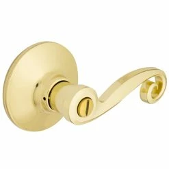 Defiant Scroll Polished Brass Bed and Bath Door Handle