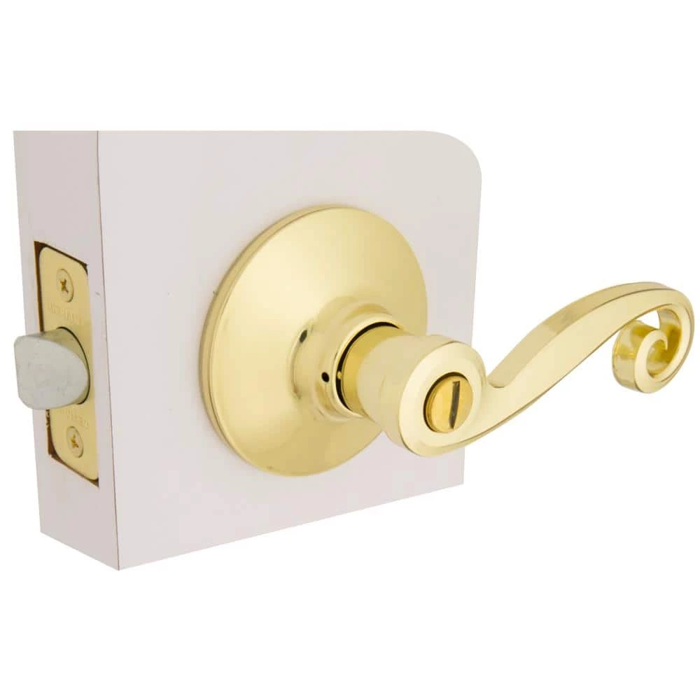 Defiant Scroll Polished Brass Bed and Bath Door Handle 6 Defiant Scroll Polished Brass Bed and Bath Door Handle - Image 4