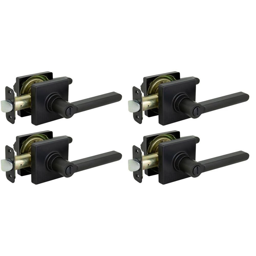 Defiant Tonbridge Matte Black Bed/Bath Door Handle with Square Rose (4-Pack) 8 Defiant Tonbridge Matte Black Bed/Bath Door Handle with Square Rose (4-Pack) - Image 6