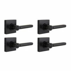 Defiant Tonbridge Matte Black Bed/Bath Door Handle with Square Rose (4-Pack)