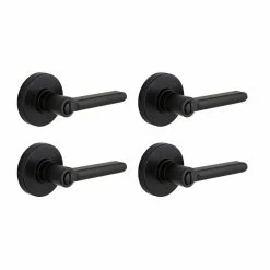 Defiant Tonbridge Matte Black Bed/Bath Door Handle with Round Rose (4-Pack)