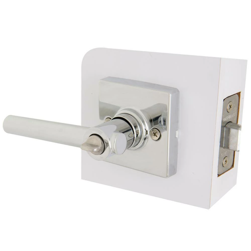 Defiant Highland Bright Chrome Bed and Bath Door Handle with Square Rose 7 Defiant Highland Bright Chrome Bed and Bath Door Handle with Square Rose - Image 5