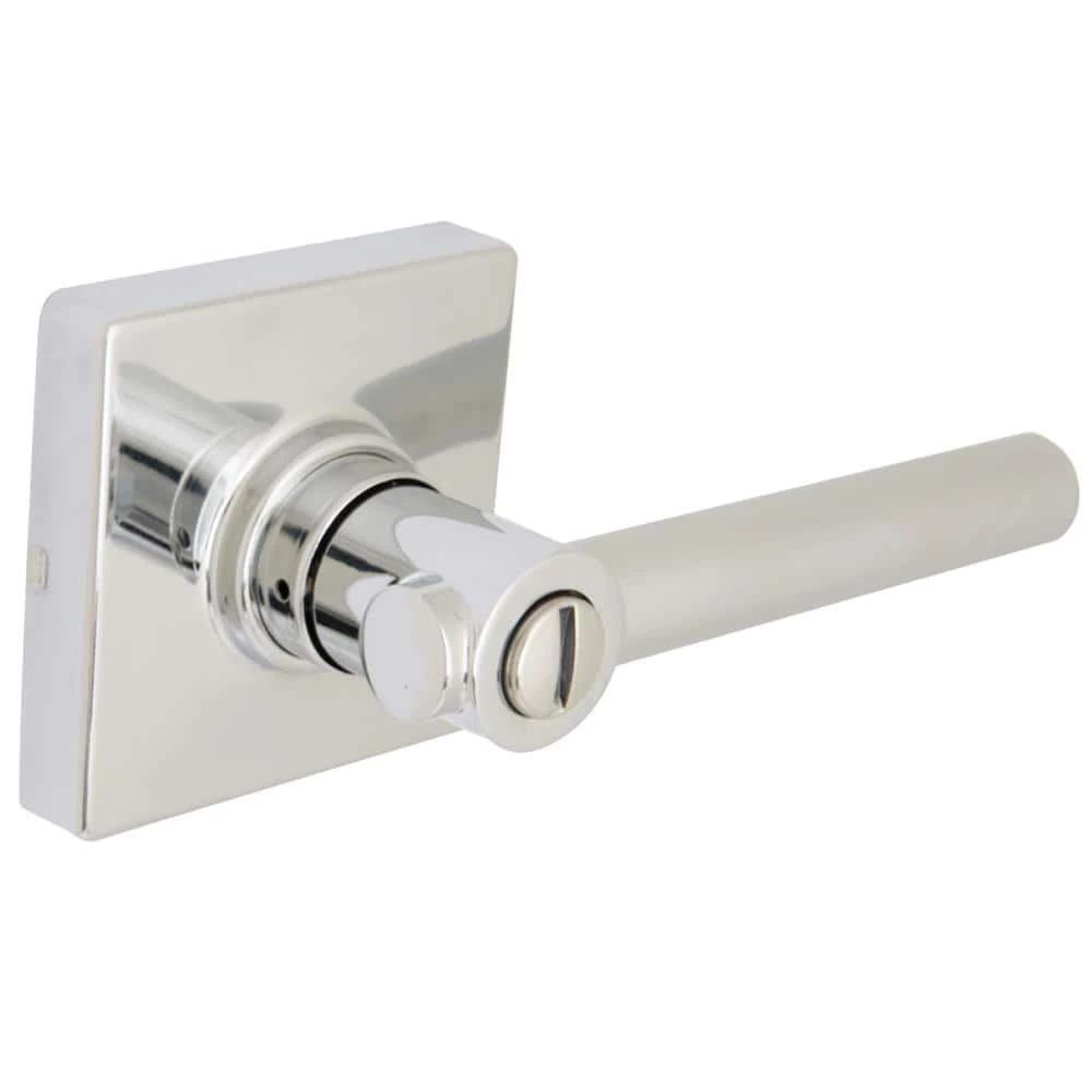Defiant Highland Bright Chrome Bed and Bath Door Handle with Square Rose 3 Defiant Highland Bright Chrome Bed and Bath Door Handle with Square Rose