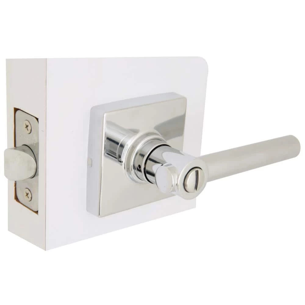 Defiant Highland Bright Chrome Bed and Bath Door Handle with Square Rose 5 Defiant Highland Bright Chrome Bed and Bath Door Handle with Square Rose - Image 3