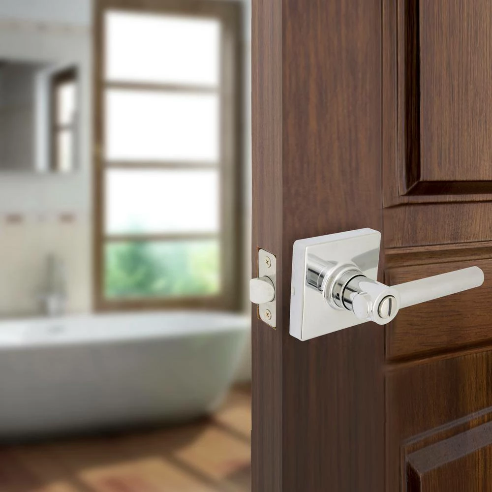 Defiant Highland Bright Chrome Bed and Bath Door Handle with Square Rose 4 Defiant Highland Bright Chrome Bed and Bath Door Handle with Square Rose - Image 2