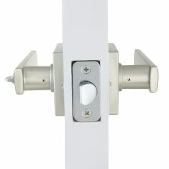 Defiant Westwood Satin Nickel Bed and Bath Door Handle with Square Rose (4-Pack) -Barton Kramer Shop defiant privacy door handles 32lp1x201ad4 4f 1000