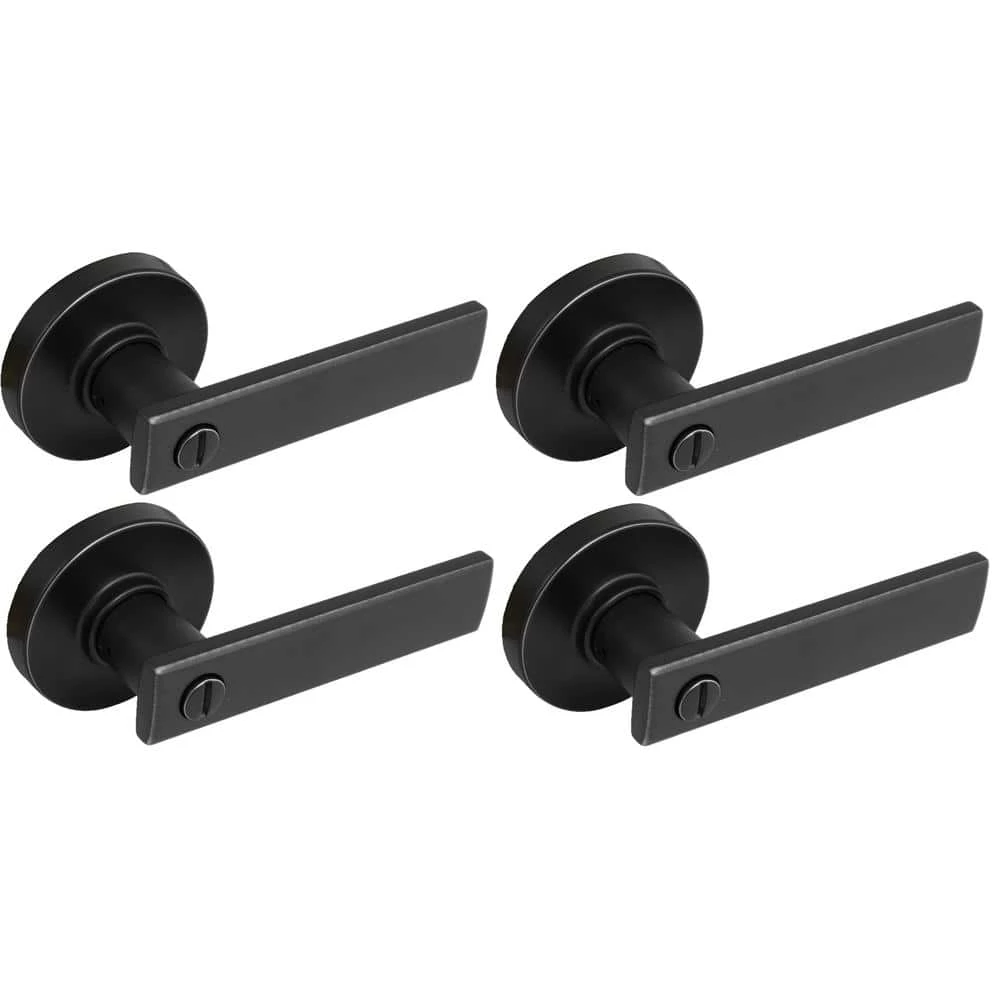 Defiant Westwood Matte Black Bed and Bath Door Handle with Round Rose (4-Pack) 3 Defiant Westwood Matte Black Bed and Bath Door Handle with Round Rose (4-Pack)