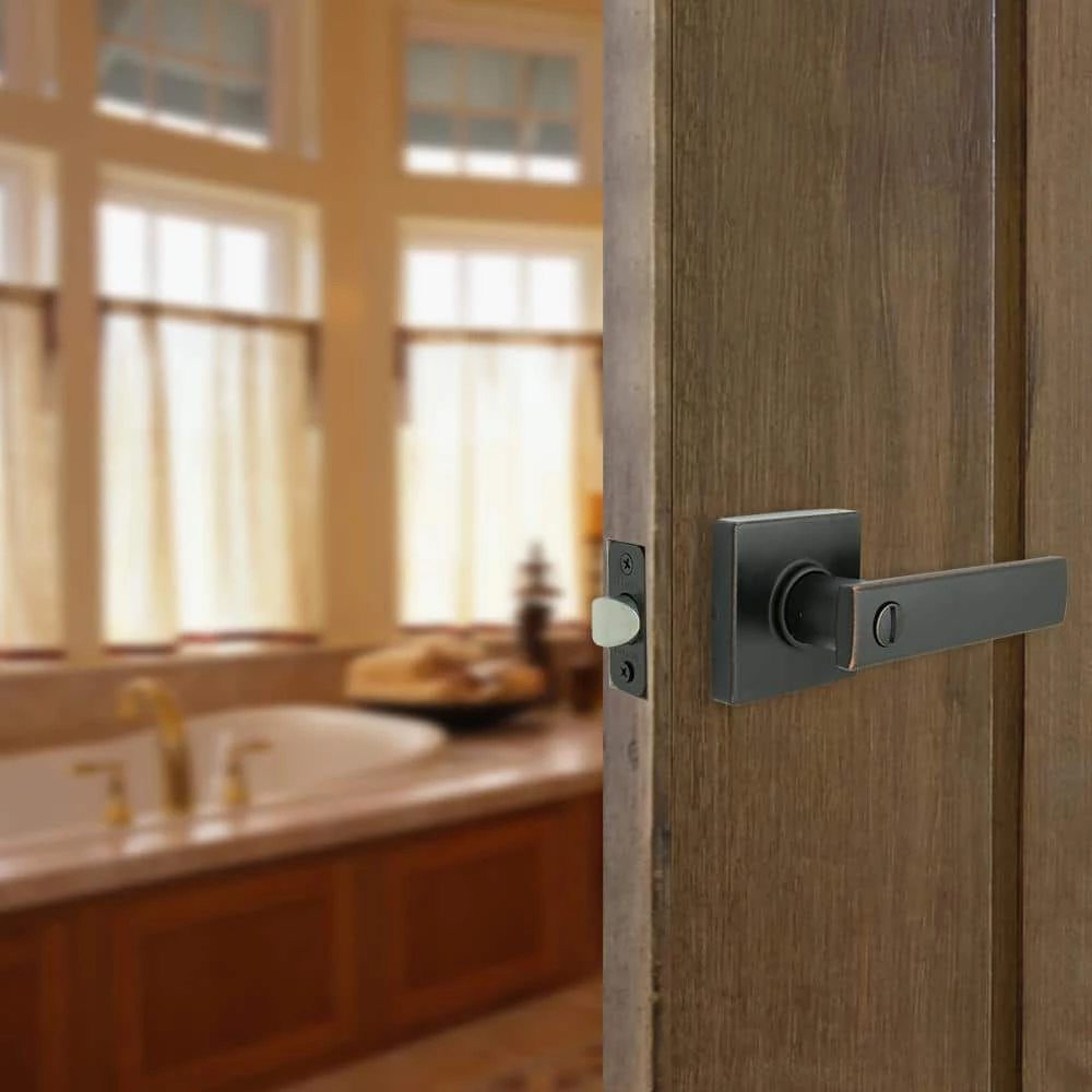 Defiant Westwood Aged Bronze Bed and Bath Door Handle with Square Rose (4-Pack) 5 Defiant Westwood Aged Bronze Bed and Bath Door Handle with Square Rose (4-Pack) - Image 3