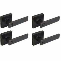 Defiant Westwood Aged Bronze Bed and Bath Door Handle with Square Rose (4-Pack)