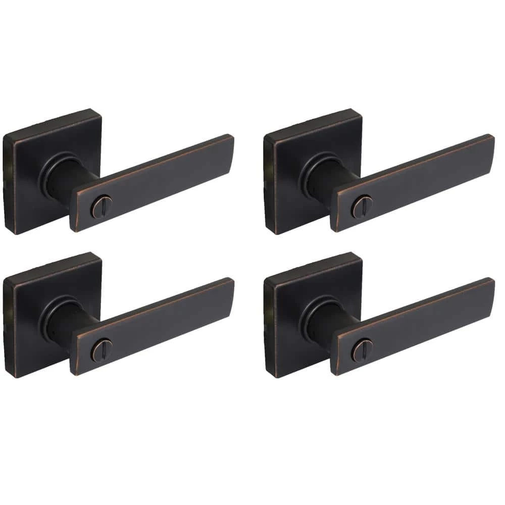 Defiant Westwood Aged Bronze Bed and Bath Door Handle with Square Rose (4-Pack) 3 Defiant Westwood Aged Bronze Bed and Bath Door Handle with Square Rose (4-Pack)