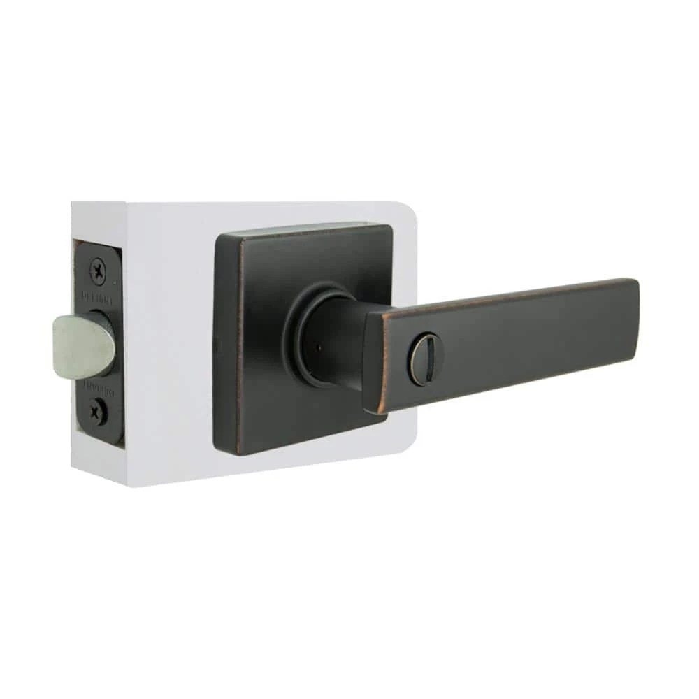 Defiant Westwood Aged Bronze Bed and Bath Door Handle with Square Rose (4-Pack) 6 Defiant Westwood Aged Bronze Bed and Bath Door Handle with Square Rose (4-Pack) - Image 4