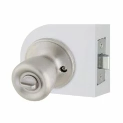 Defiant Simple Series Bell Stainless Steel Bed and Bath Door Knob -Barton Kramer Shop defiant privacy door knobs evtr610b 1f 1000