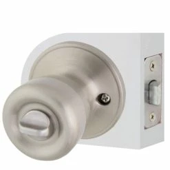 Defiant Simple Series Bell Satin Nickel Bed and Bath Door Knob -Barton Kramer Shop defiant privacy door knobs evtrx210b 1f 1000