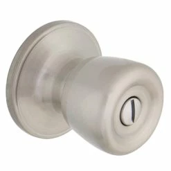 Defiant Simple Series Bell Satin Nickel Bed and Bath Door Knob